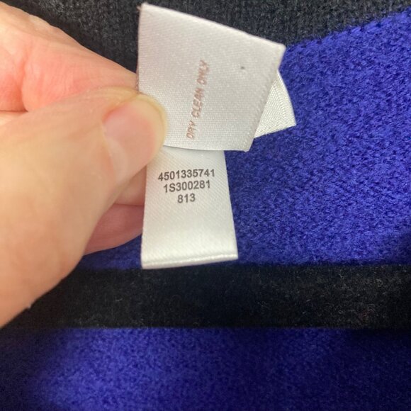 Chicos Wool Kendall Colorblock Coatigan Cardigan 3 XL Blue Black Classic Long - Picture 13 of 13